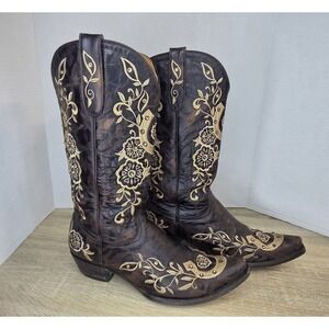 Old Gringo Women's 10 B Chocolate Brown Lucky Horseshoe Snip Toe Cowgirl Boots